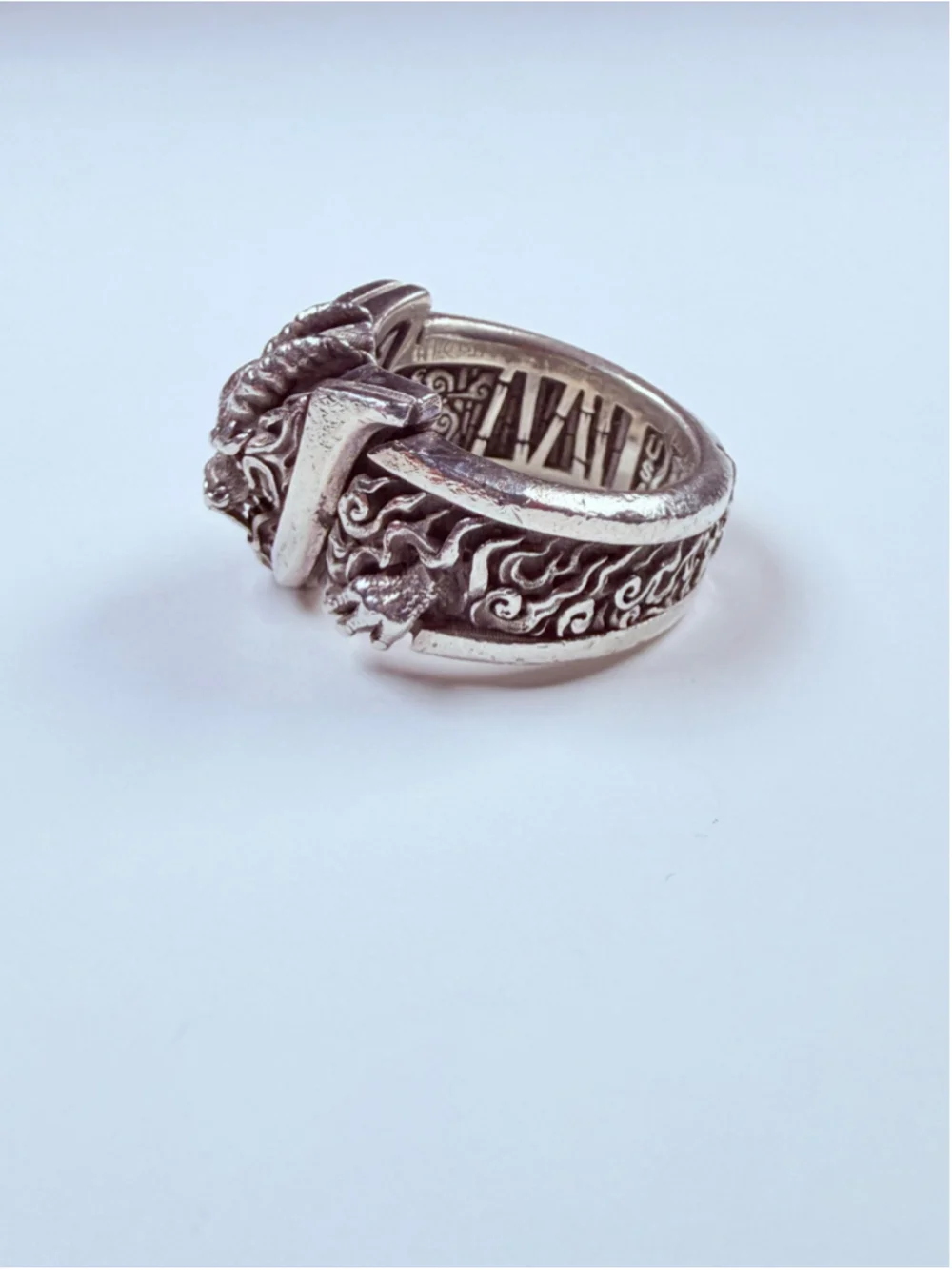 NightRider Bushido Dragon Red Garnet Eye 925 Sterling Silver Warrior Ring $655